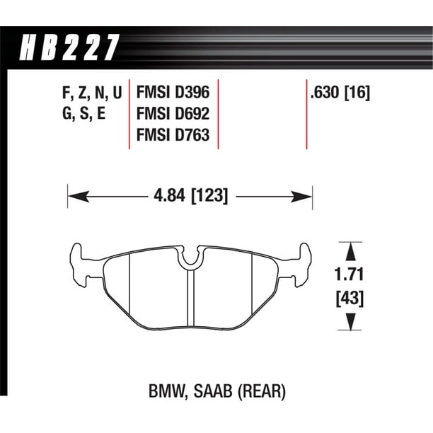 Hawk Performance HB227F.630 HPS Performance Rear Ceramic Brake Pad Axle set of 4 Pieces Hawk Performance HB227F.630 HPS Performance Rear Ceramic Brake Pad Axle set of 4 Pieces
